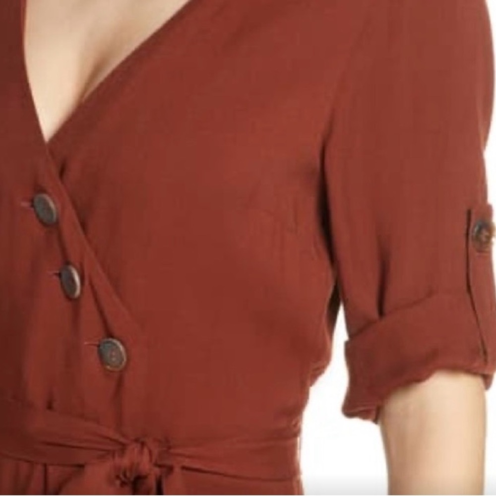 BB Dakota Asymmetrical Rust Midi Dress - Picture 5 of 7